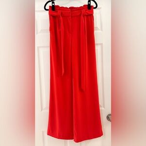 Express High-Rise Wide Leg Pants belted tie waist red sz Small
